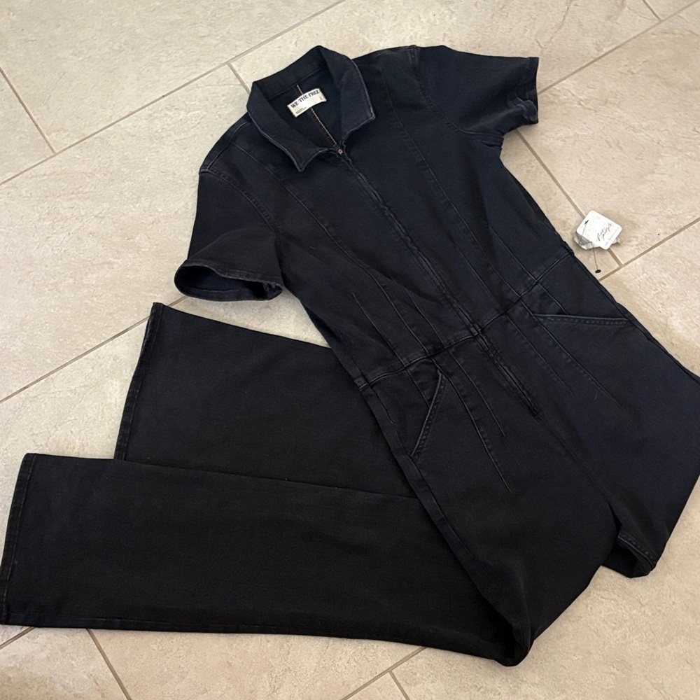 Free People Charcoal/Black Denim Romper - Picture 3 of 3
